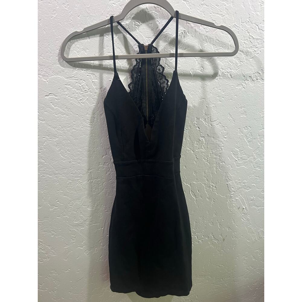 Windsor Black Lace Back Bodycon Mini Dress – XS